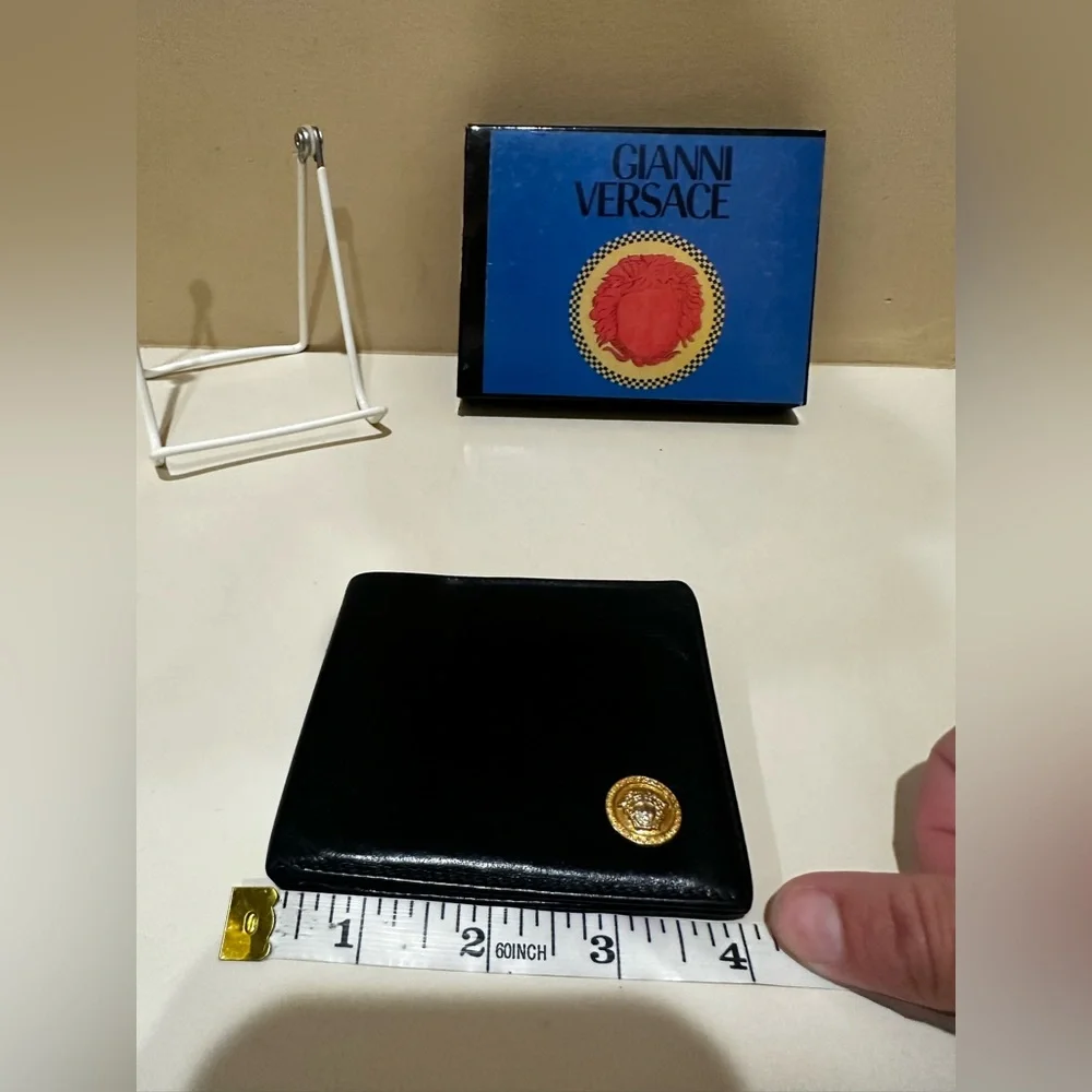 Versace Black Leather Medusa Medallion Wallet